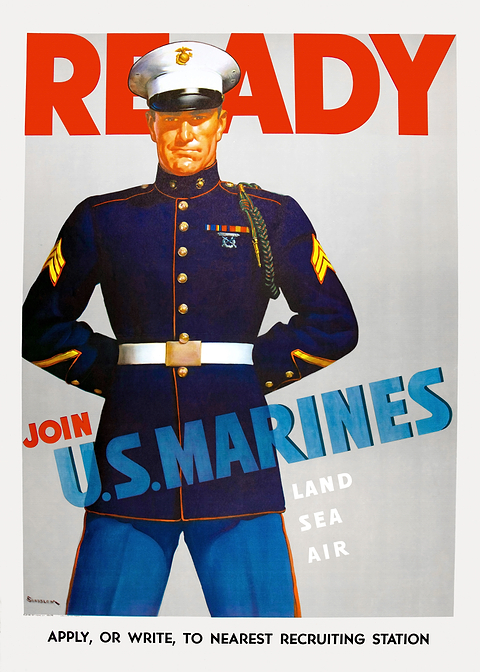 Join the US Marines — vintage poster restored on metal