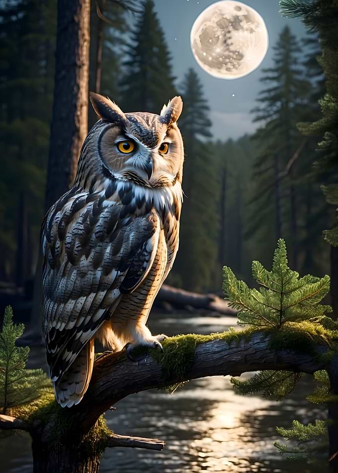 Owl Forest Moon