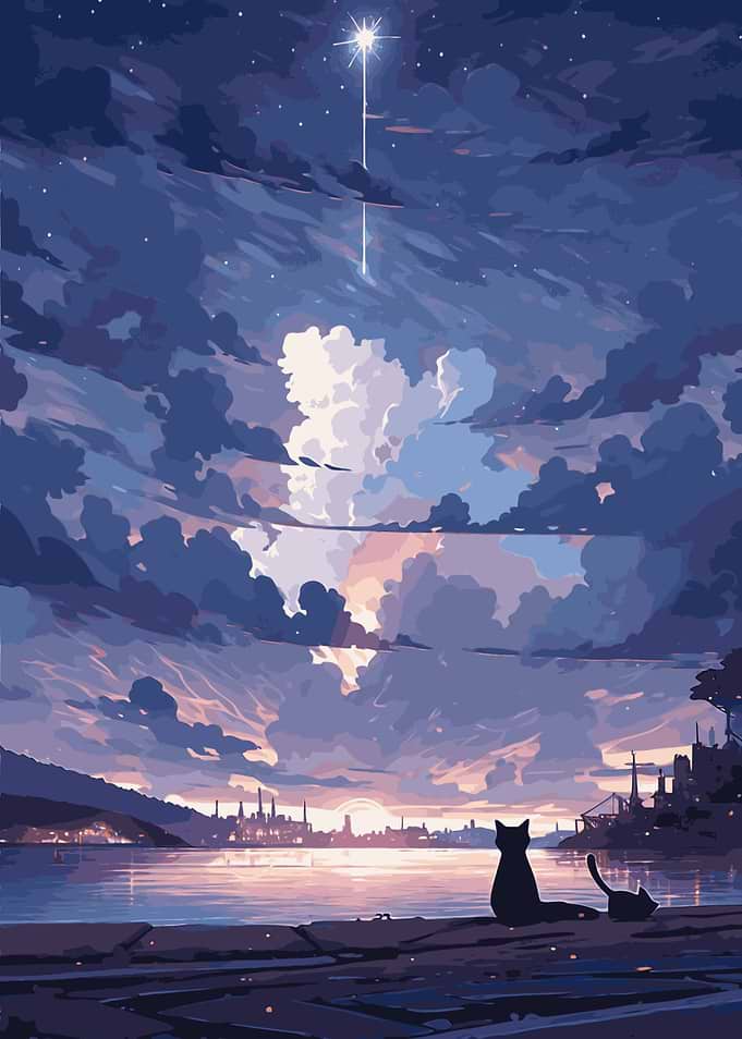 Starry Cat Serenity