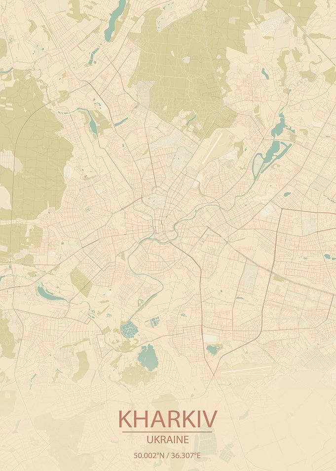 Kharkiv Ukraine VintageMap