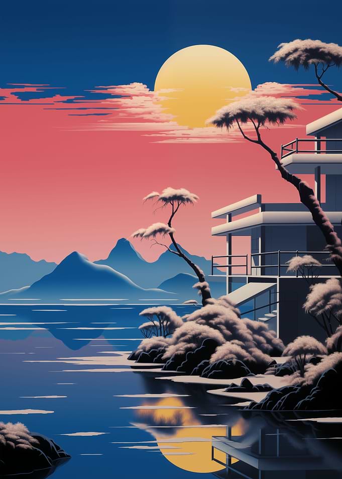 Winter Japanese Zen Sunset