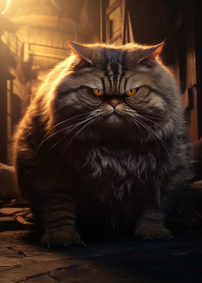 Dark Evil Funny Fat Cat