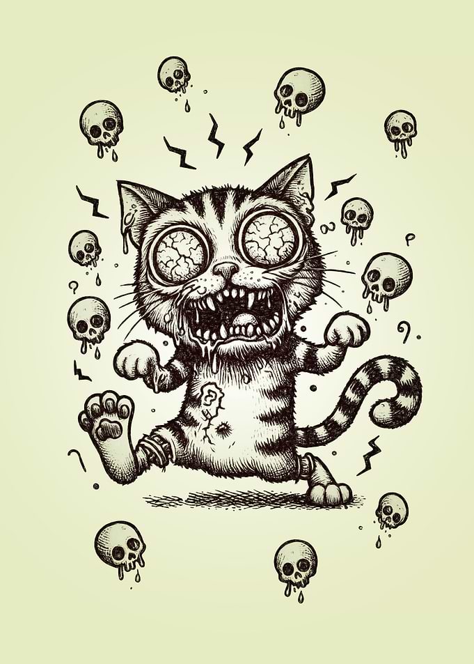 Screaming zombie cat