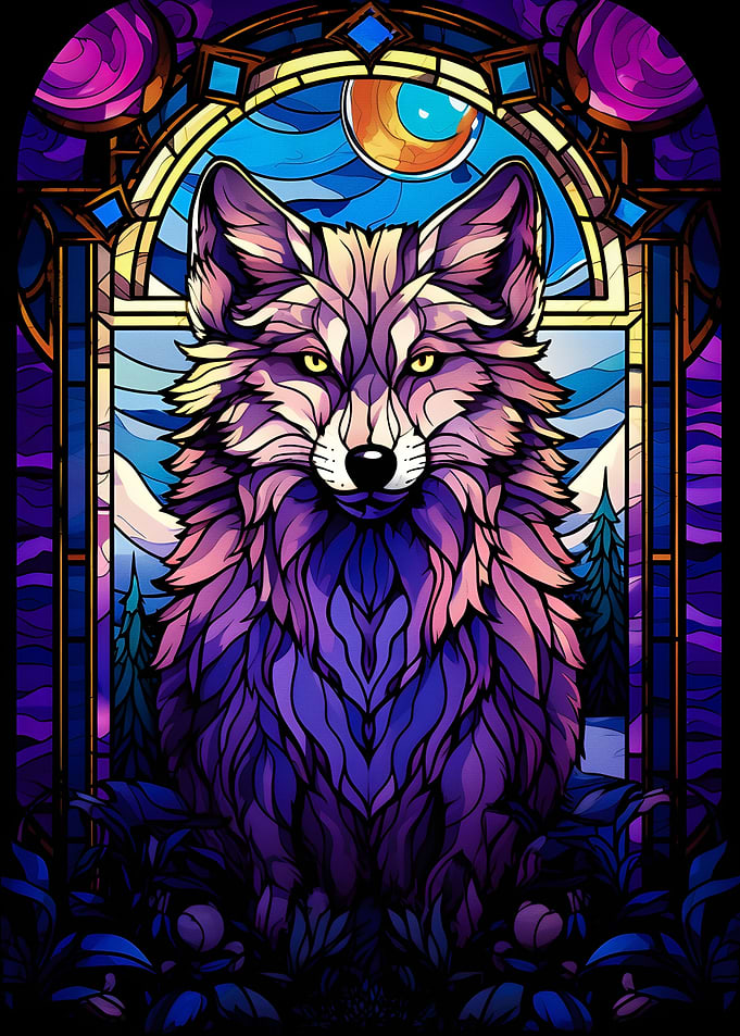Wolf Magenta Night Abstrac