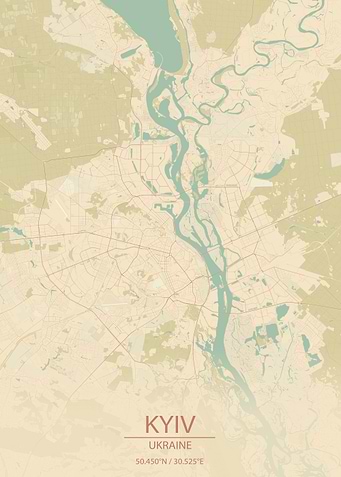Kyiv Ukraine Vintage Map