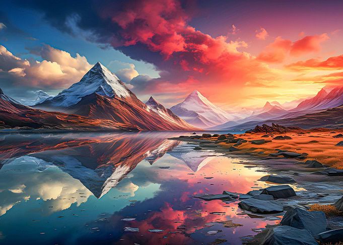 Lake reflect by Mountains