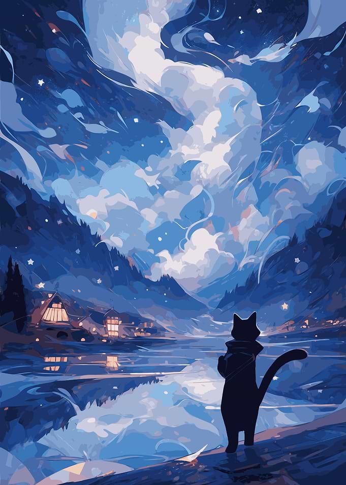 Abstract Starry Cat