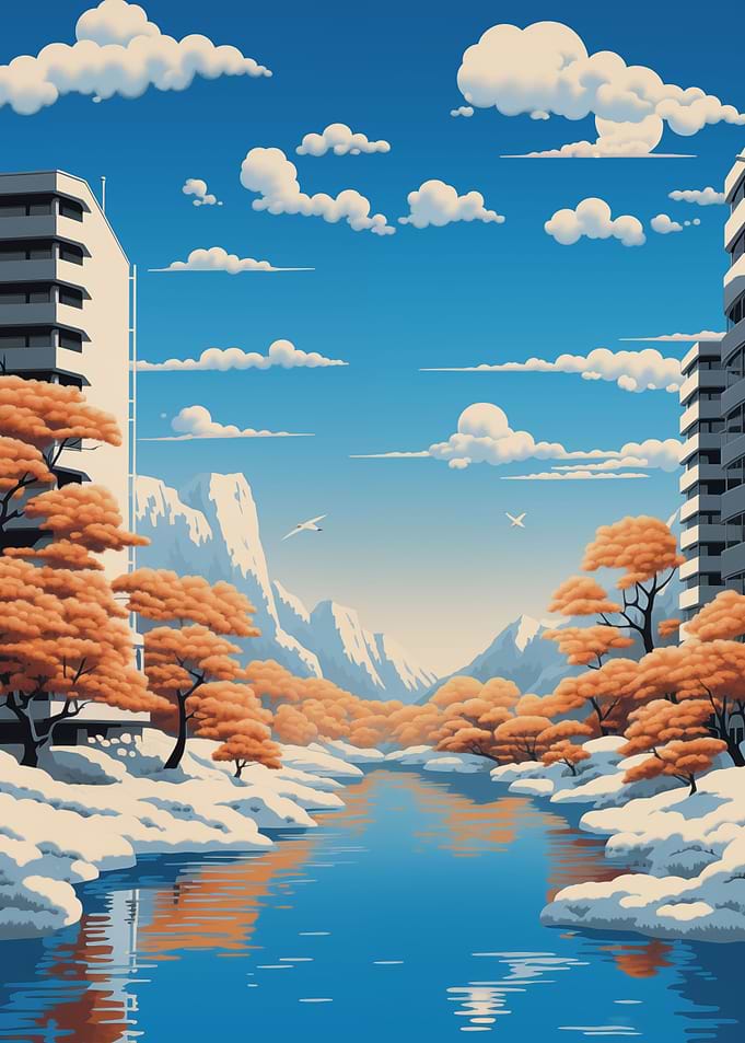 Morning Snow In Anime City