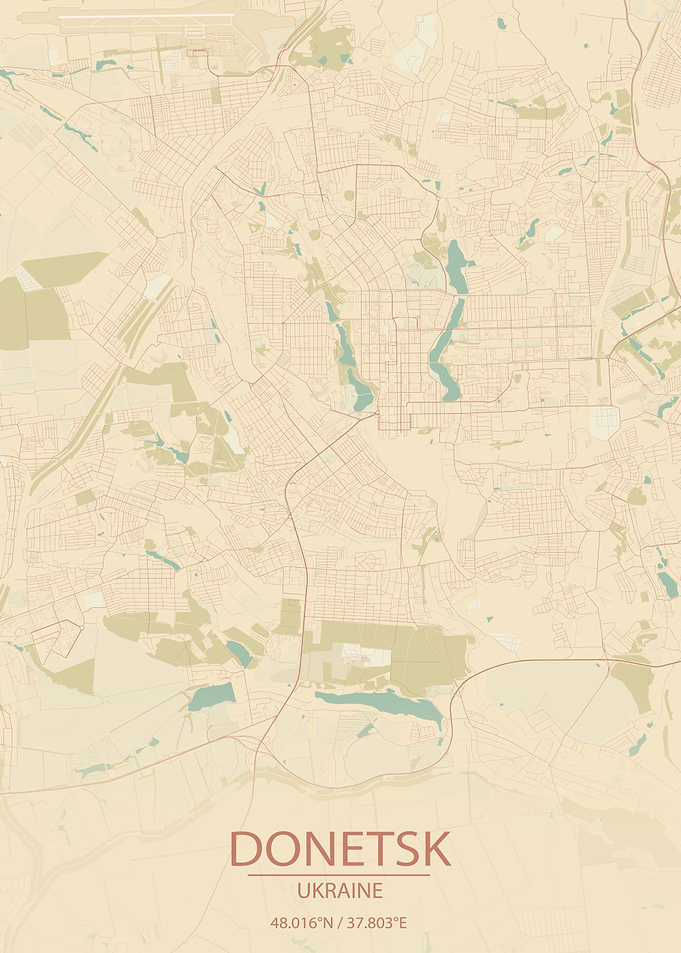Donetsk Ukraine VintageMap