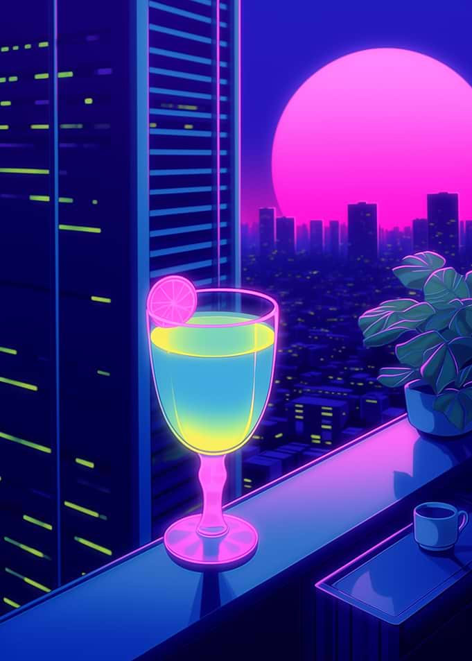 Cocktail + Neon City Night