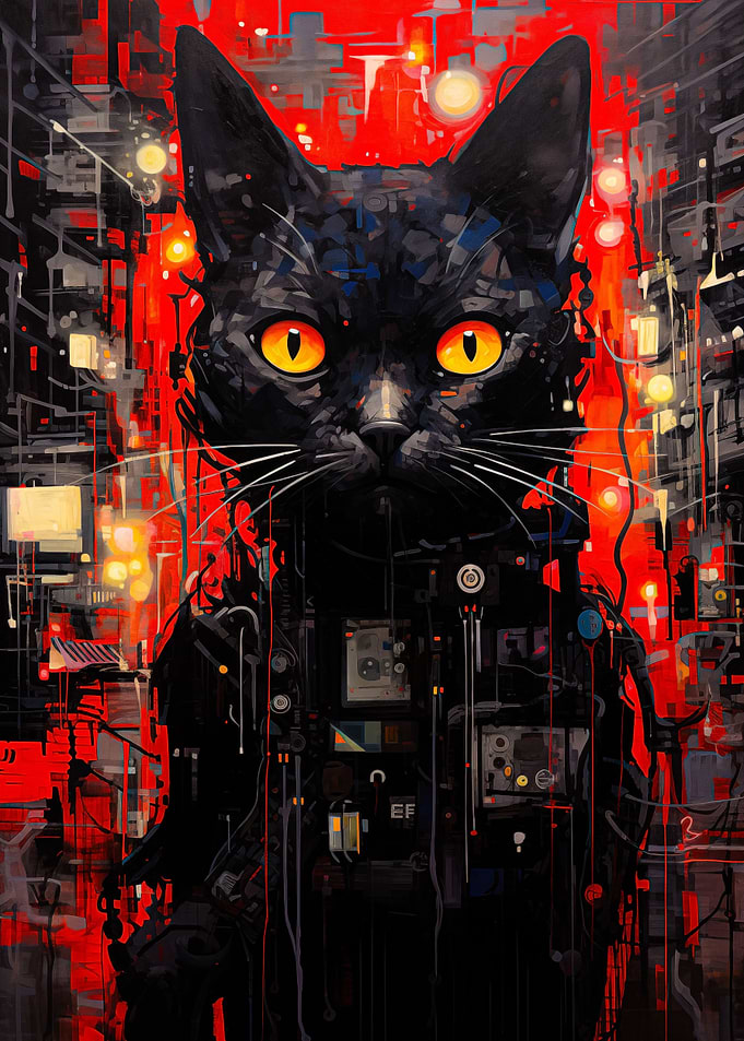Cyberpunk Abstract Cat