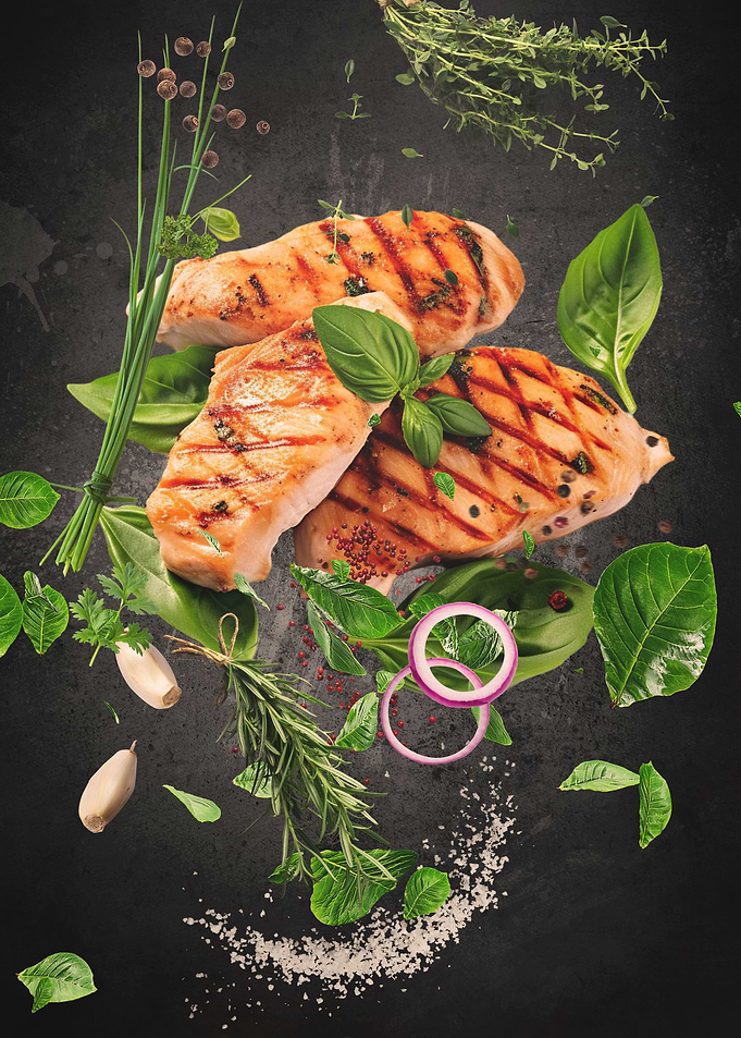 Flying chicken meat
