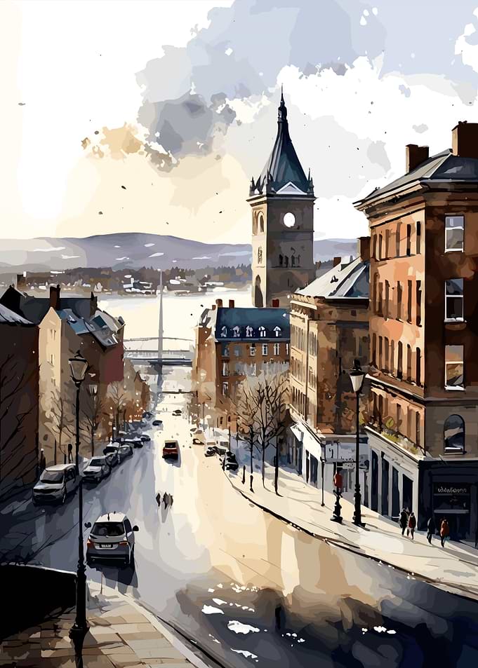 Oslo Norway Watercolor
