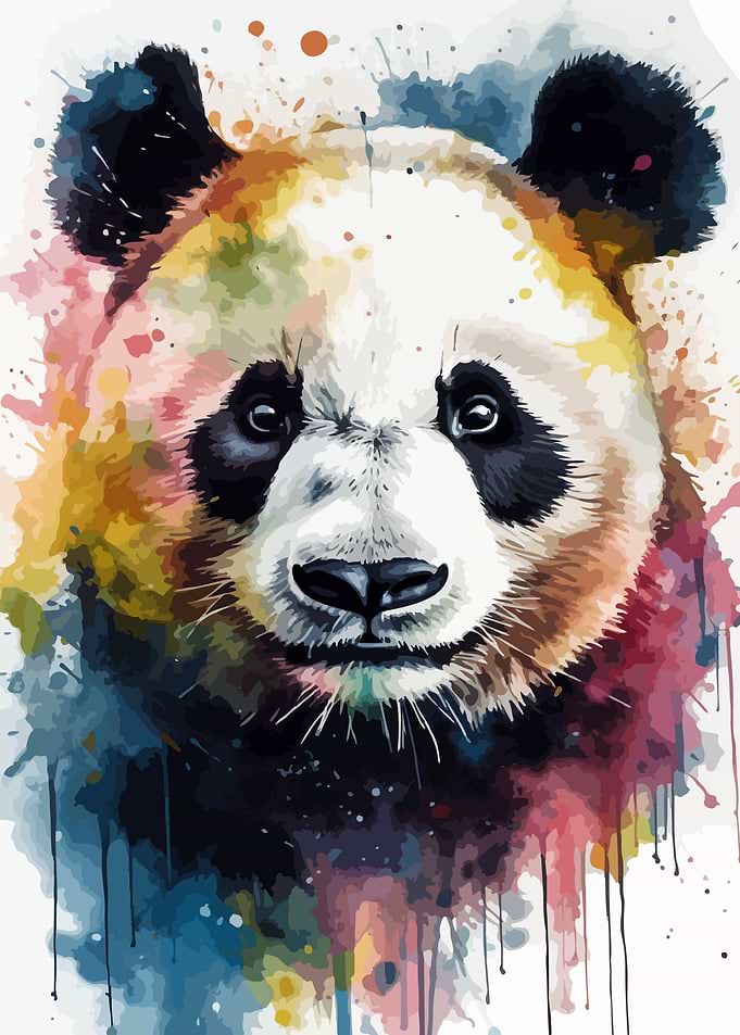 Panda Bear Head Watercolor