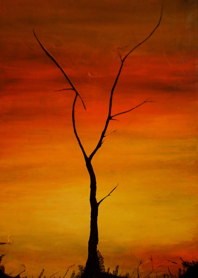 sunset on fire