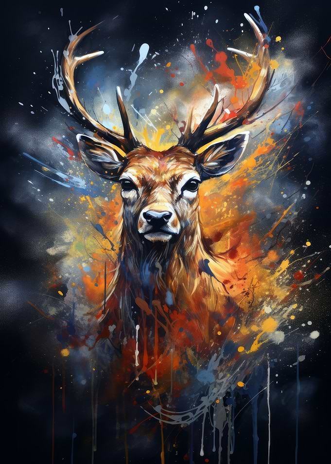 Deer Tree Colorful