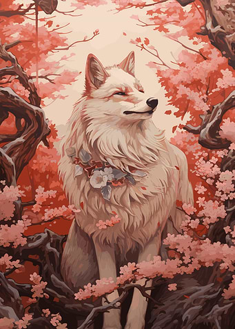 cherry blossom wolf