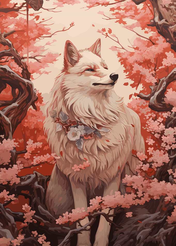 cherry blossom wolf