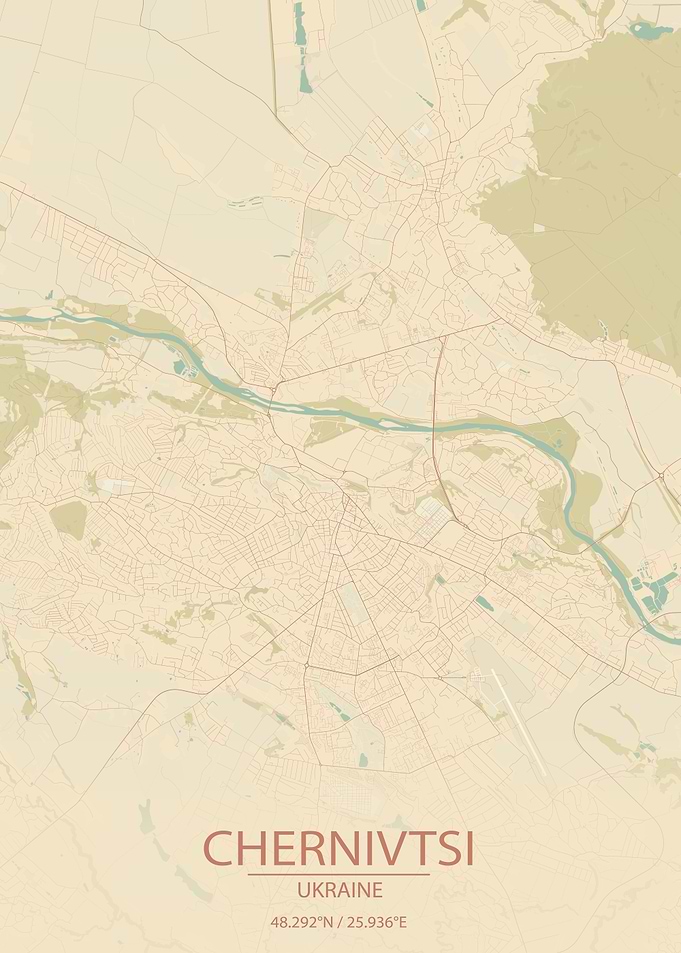 Chernivtsi UA Vintage Map