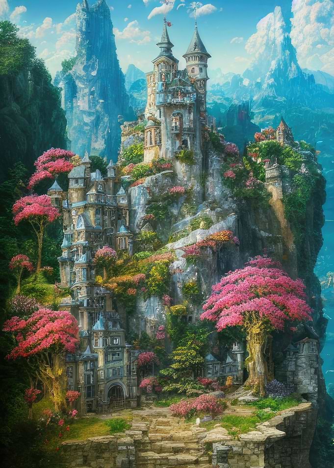 A cliffside castle