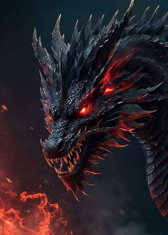 fire angry black dragon