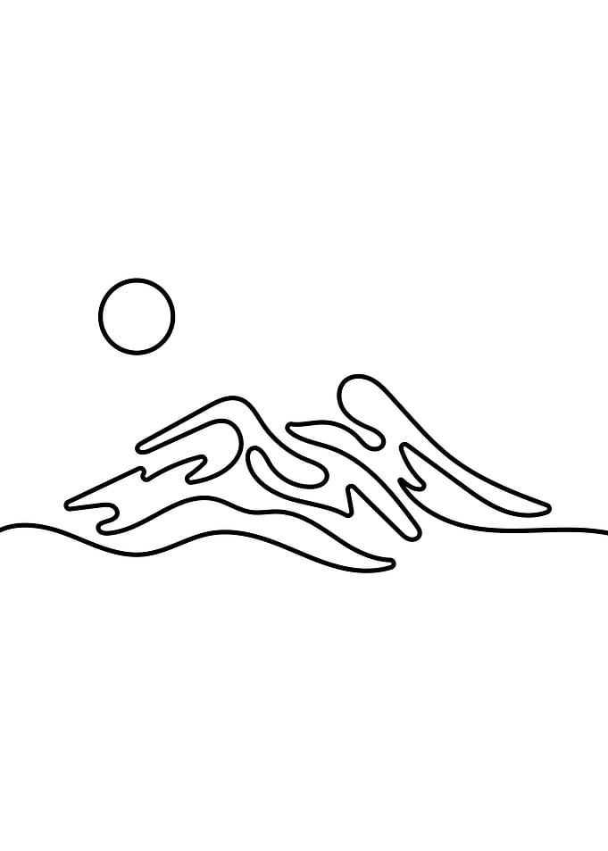 Minimal Mountains Line Art