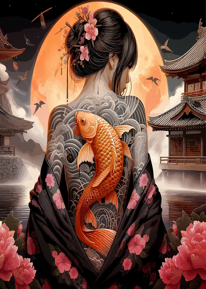 Erotic Koi Fish Lady Tatto