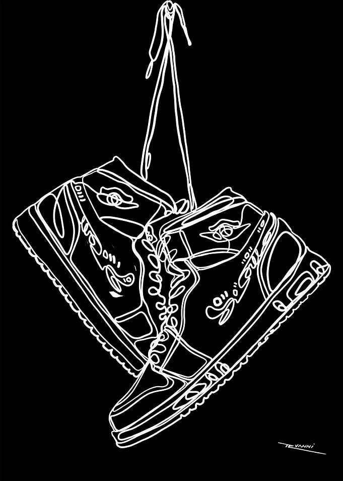 Sneakers line art in Black