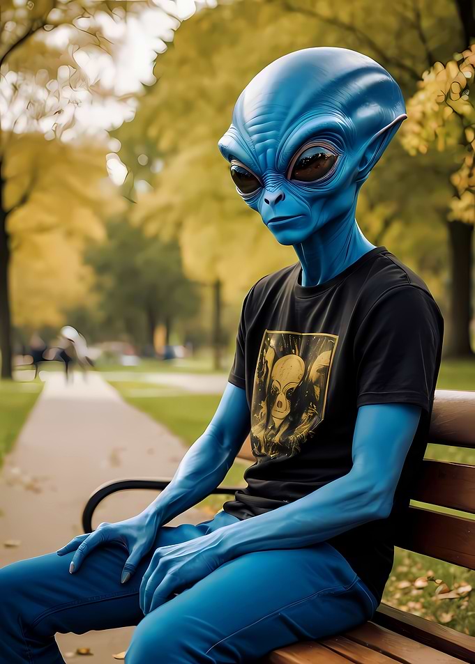 Alien Relaxing in the Park