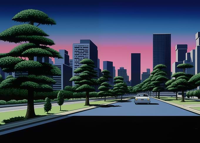 Driving To City At Night