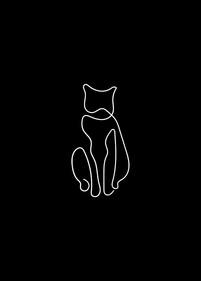 Minimal Cat Line Art