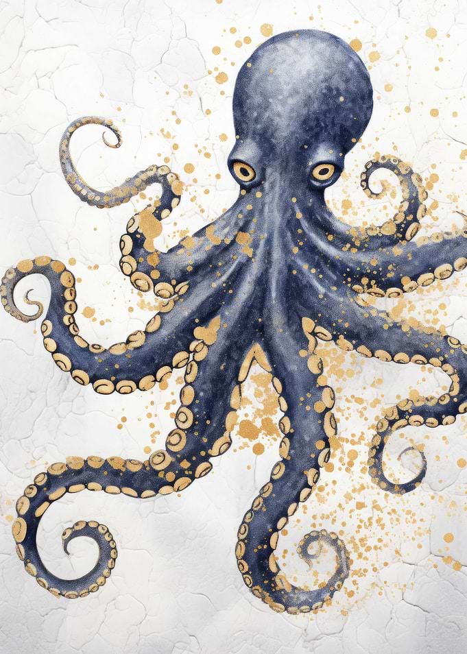Gold Octopus Abstract