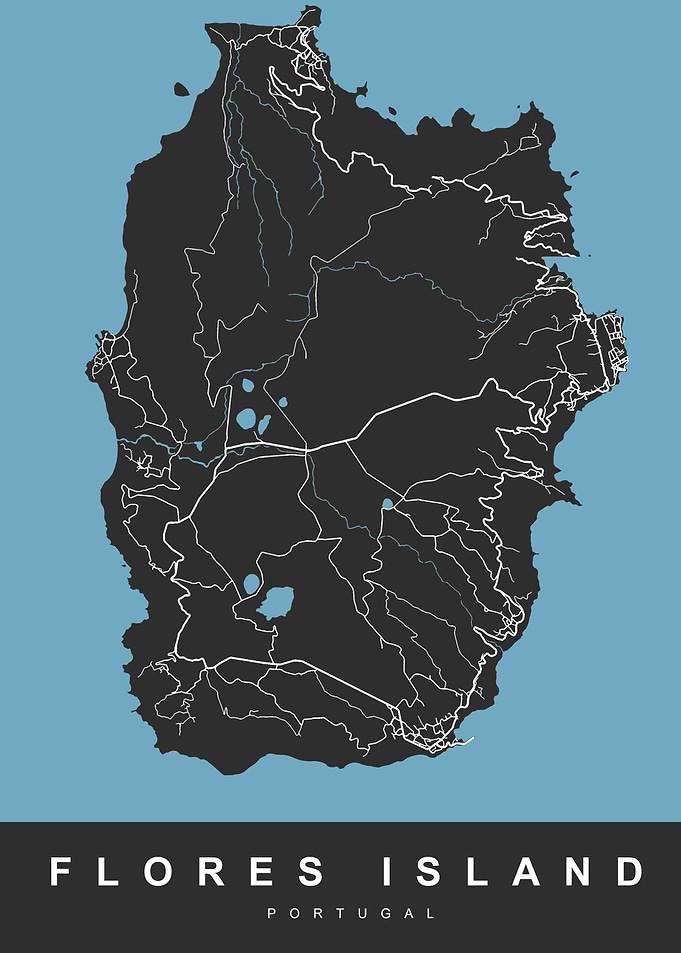 MAP FLORES ISLAND PORTUGAL