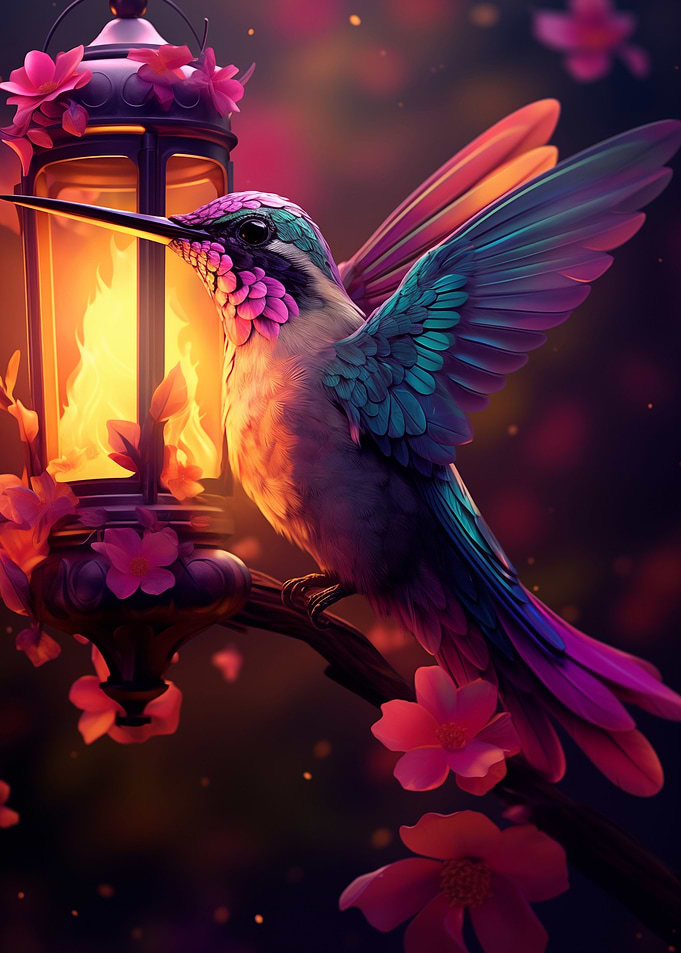 Hummingbir with light
