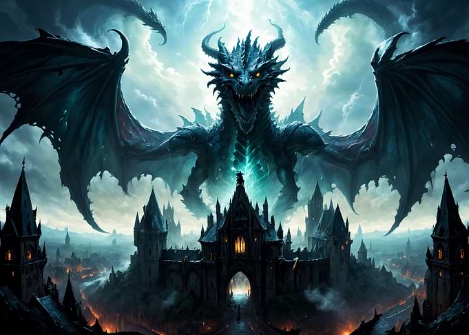 A gigantic black dragon