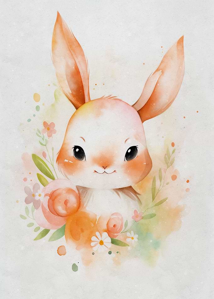Cute bunny with flowers