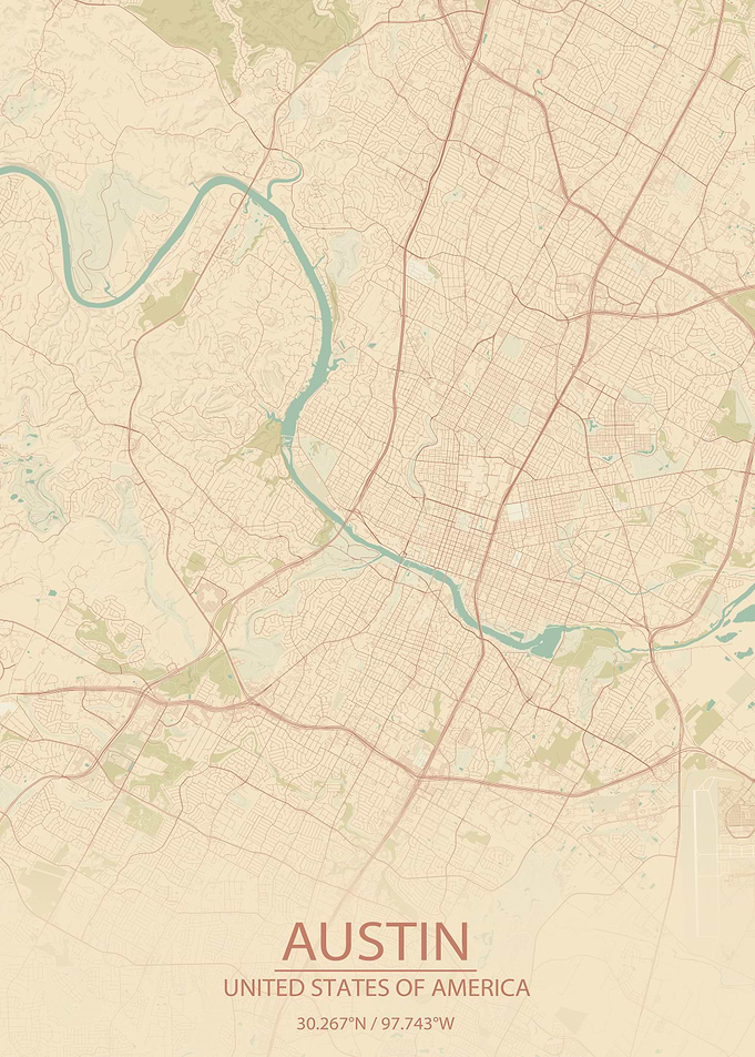 Austin Texas Vintage Map