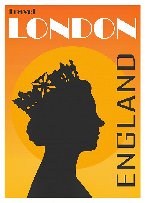Travel London England — vintage poster restored on metal