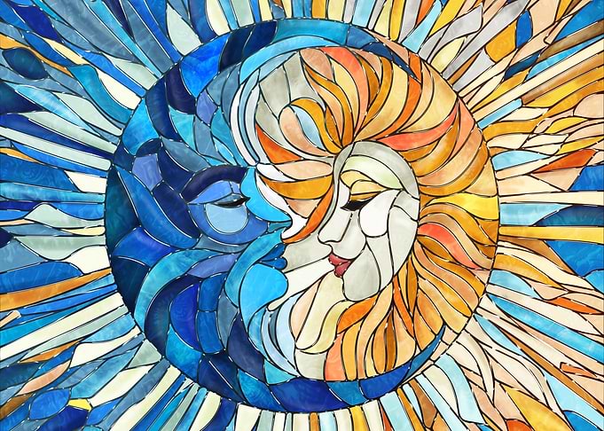 Sun and Moon Mosaic Art