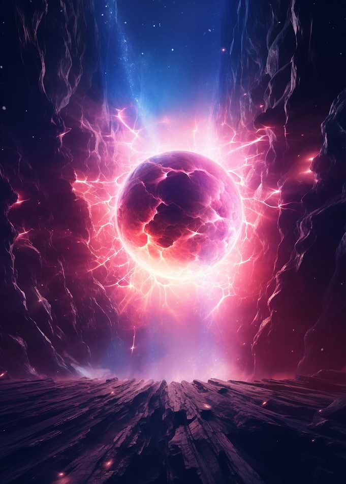 Exploding Planet with Neon