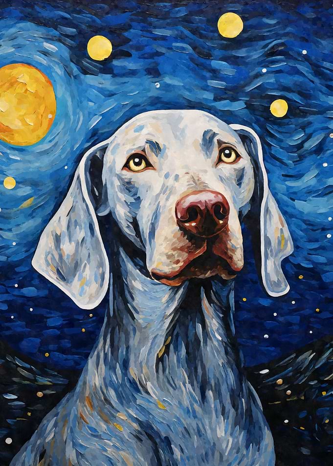 Weimaraner Starry Night