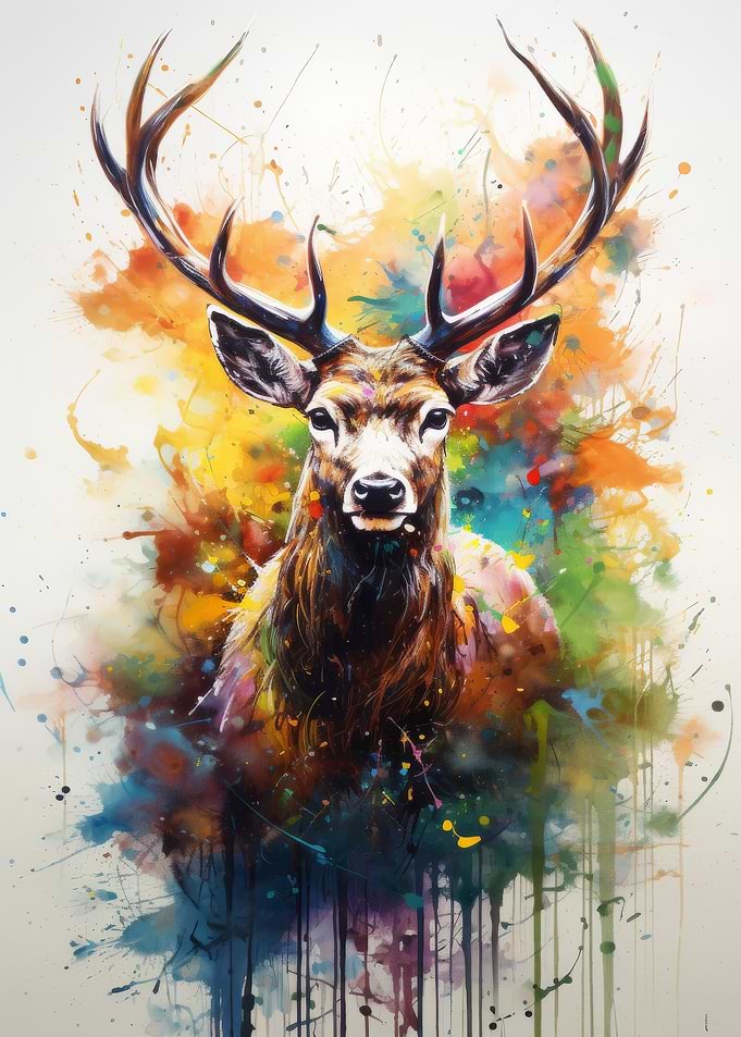 Deer Tree Colorful