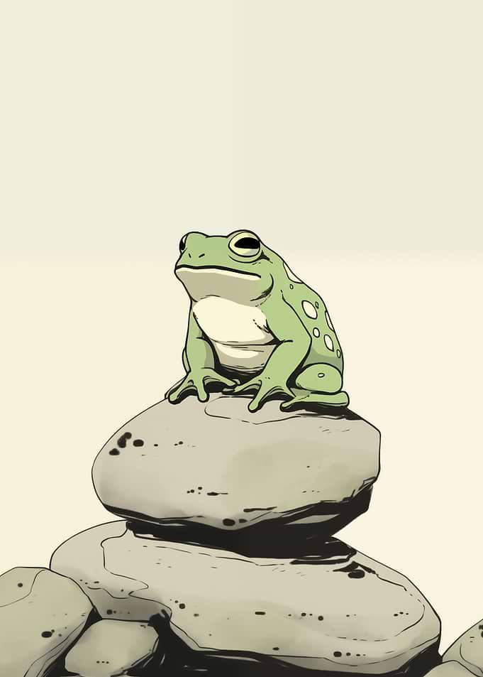 Glum Frog Japanese Art