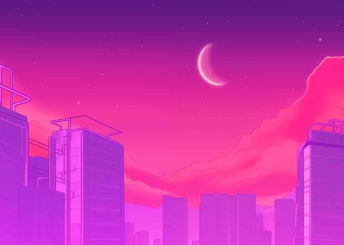 Dreamy Pastel City Night