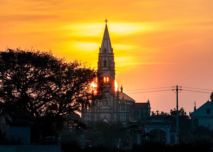 Sunset over ancient Church