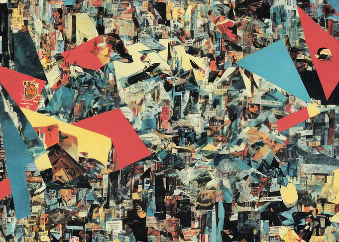 Collage art piece advertis