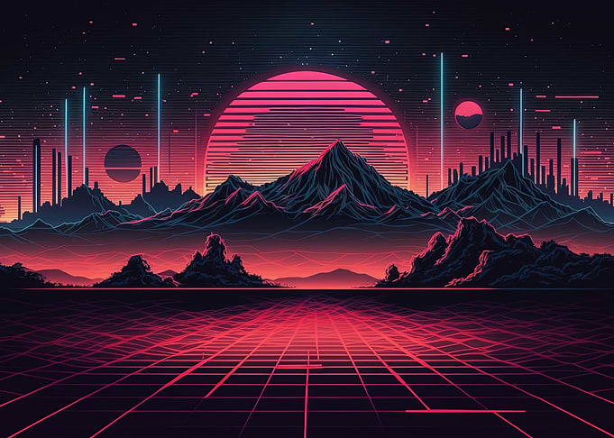 Neon synthwave landscape