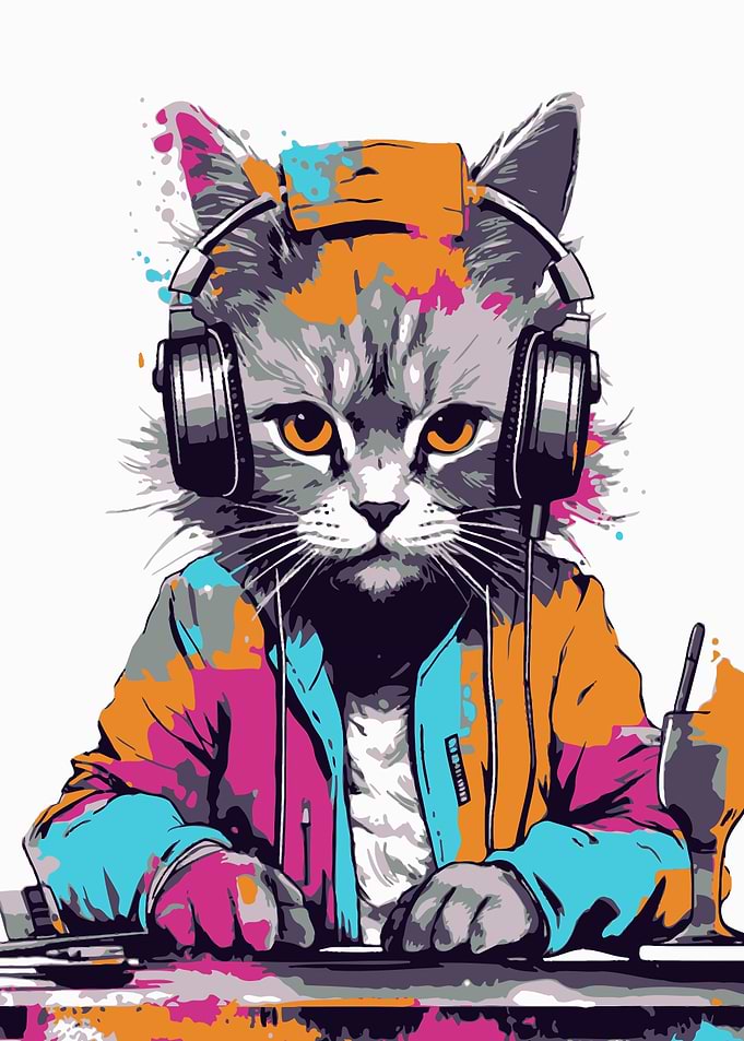 Gaming Cat Pop Art