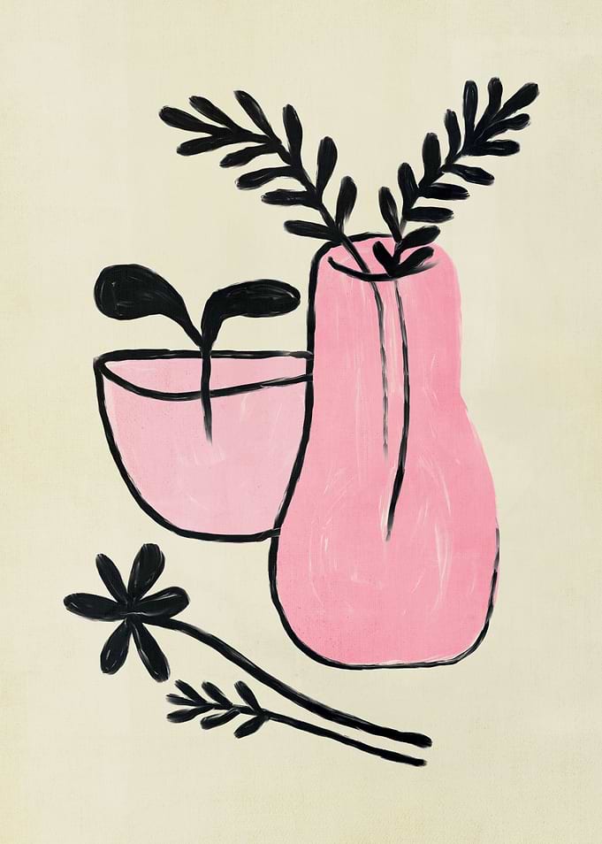 Pink Naive Pottery Art