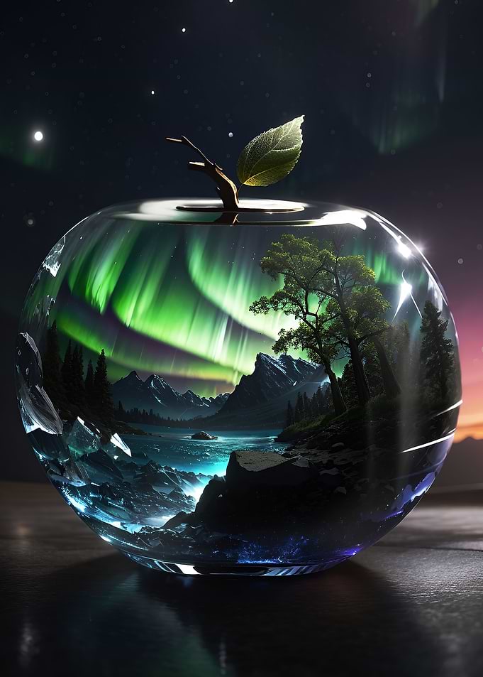 Sunset over the sea apple